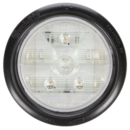 Truck-Lite Super 44, Led, Clear Round, 6 Diode, Back-Up Light, Black Grommet Mount, Fit 'N Forget S.S 44180C